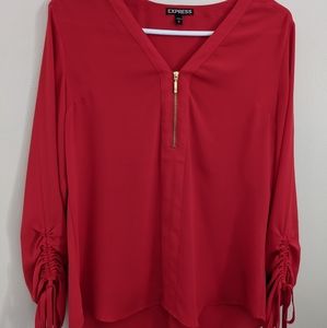 Express red zip front blouse